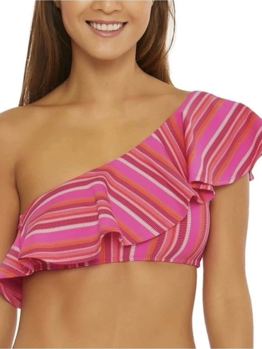 Trina Turk Women's Marai Asymmetrical Ruffle Bikini Top-Swimwear Size 12 $112 a3